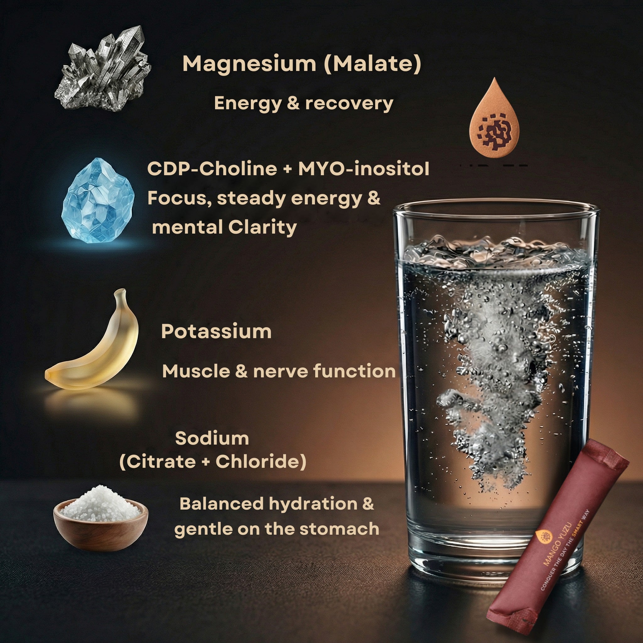 Elektrolytter + CDP-Choline & Myo-inositol, Peach Ice Tea (30 sticks)